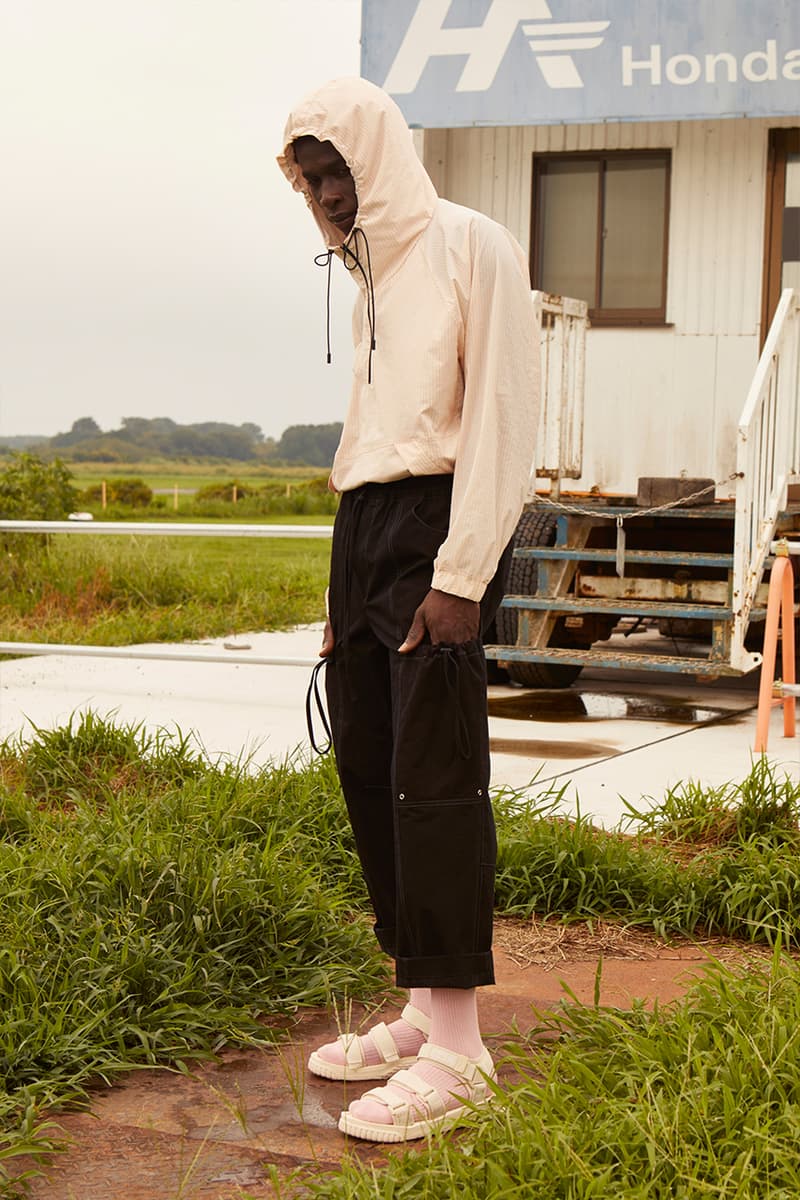 KINDAGARDEN Spring/Summer 2020 Lookbook Collection Work Shirts Trousers Jackets Black Beige Blue “Take me to nowhere/everywhere" Denim Sandals
