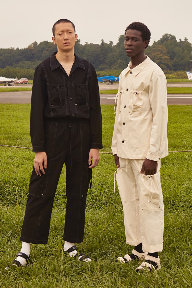 KINDAGARDEN Spring/Summer 2020 Lookbook Collection Work Shirts Trousers Jackets Black Beige Blue “Take me to nowhere/everywhere" Denim Sandals