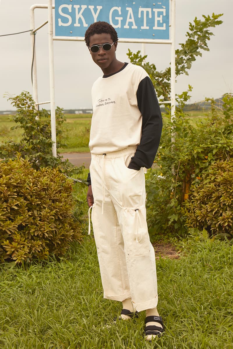 KINDAGARDEN Spring/Summer 2020 Lookbook Collection Work Shirts Trousers Jackets Black Beige Blue “Take me to nowhere/everywhere" Denim Sandals
