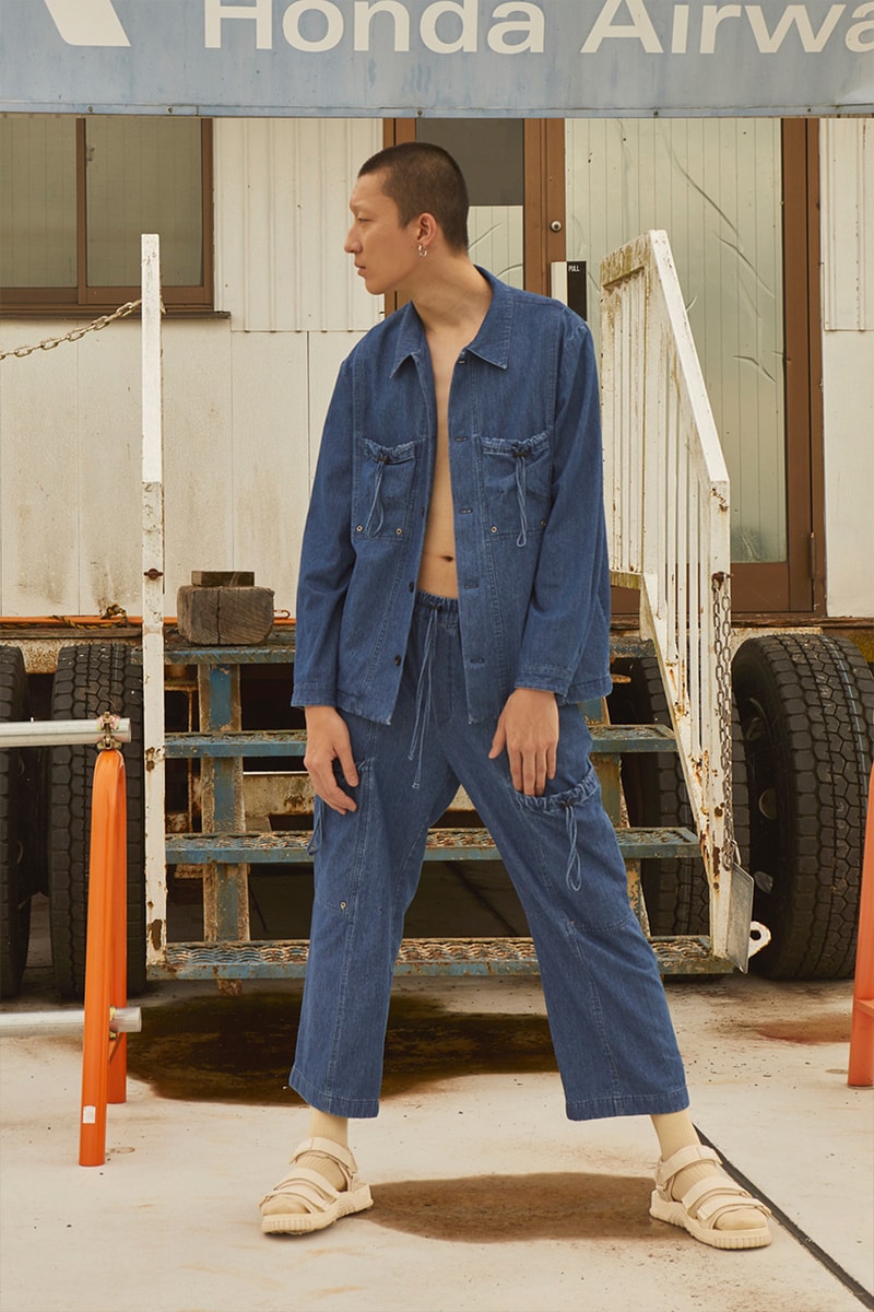 KINDAGARDEN Spring/Summer 2020 Lookbook Collection Work Shirts Trousers Jackets Black Beige Blue “Take me to nowhere/everywhere"  Denim Sandals 