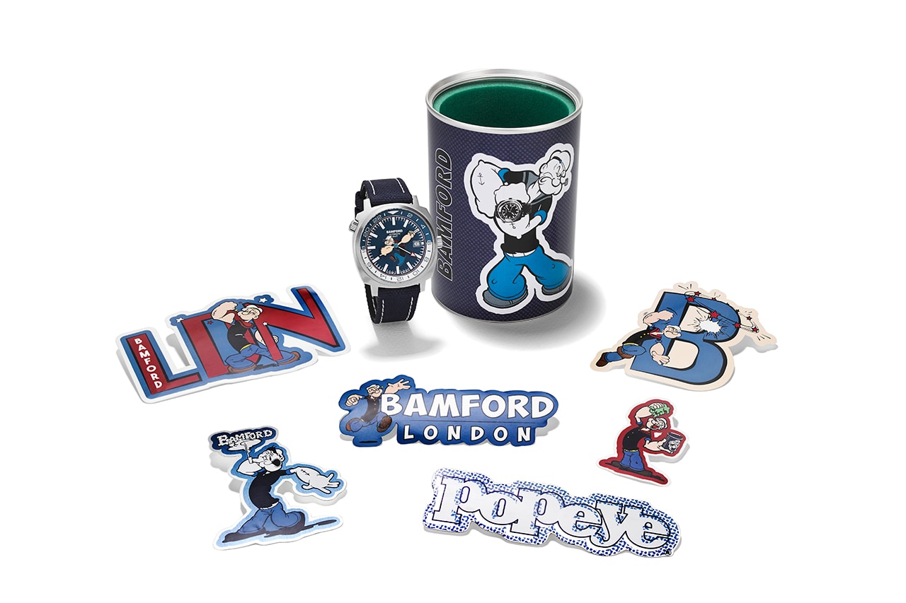 King Features x Bamford London Watch Department London 'Popeye' Collaboration Watch Timepiece Limited to 50 Pieces Celebrating 90th Anniversary Classic Cartoon GMT Edition Swiss Made Sellita SW330-1 movement