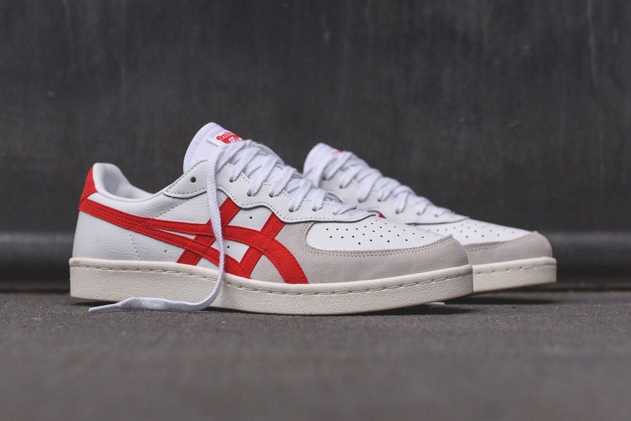 kith onitsuka tiger gsm game set match sneakers collaboration release date exclusives white red green colorway 