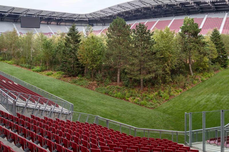 klaus littmann artist for forest the unending attraction of nature installation football stadium worthersee klagenfurt austria art intervention 2019 