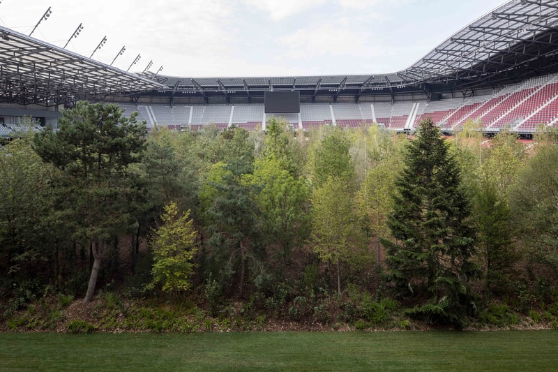 klaus littmann artist for forest the unending attraction of nature installation football stadium worthersee klagenfurt austria art intervention 2019 