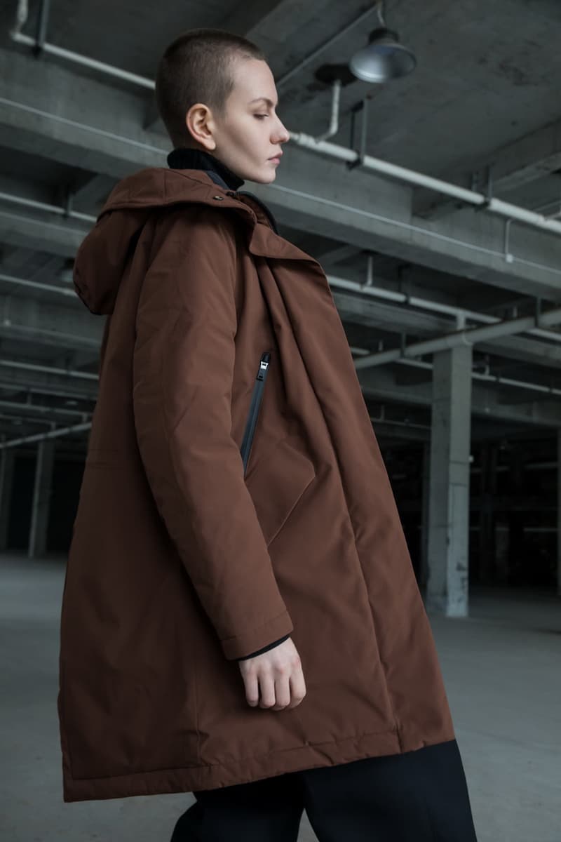KRAKATAU Fall/Winter 2019 Collection Lookbook Jackets Parkas Coats Graphene Technology Black Green Purple Yellow Brown Camouflage