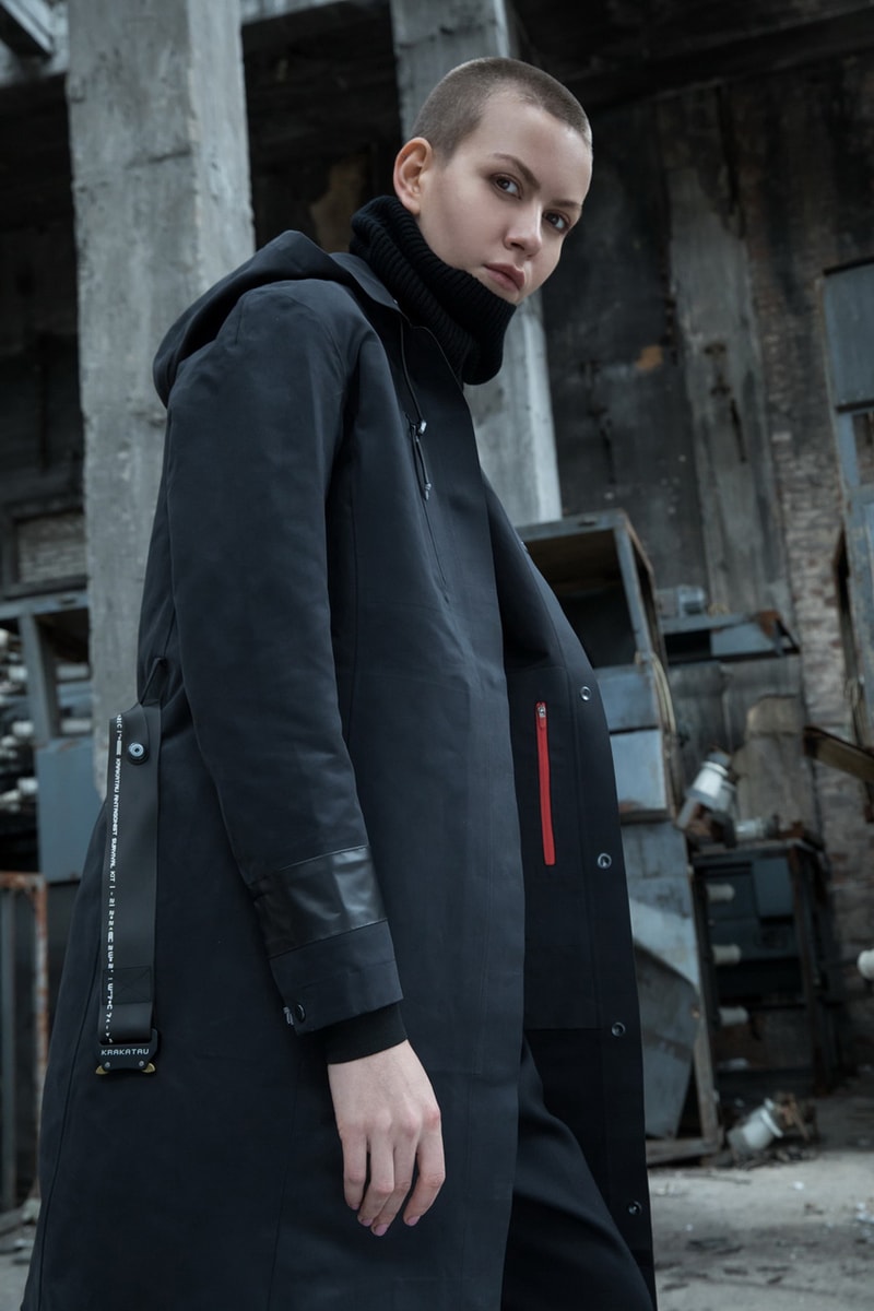 KRAKATAU Fall/Winter 2019 Collection Lookbook Jackets Parkas Coats Graphene Technology Black Green Purple Yellow Brown Camouflage 