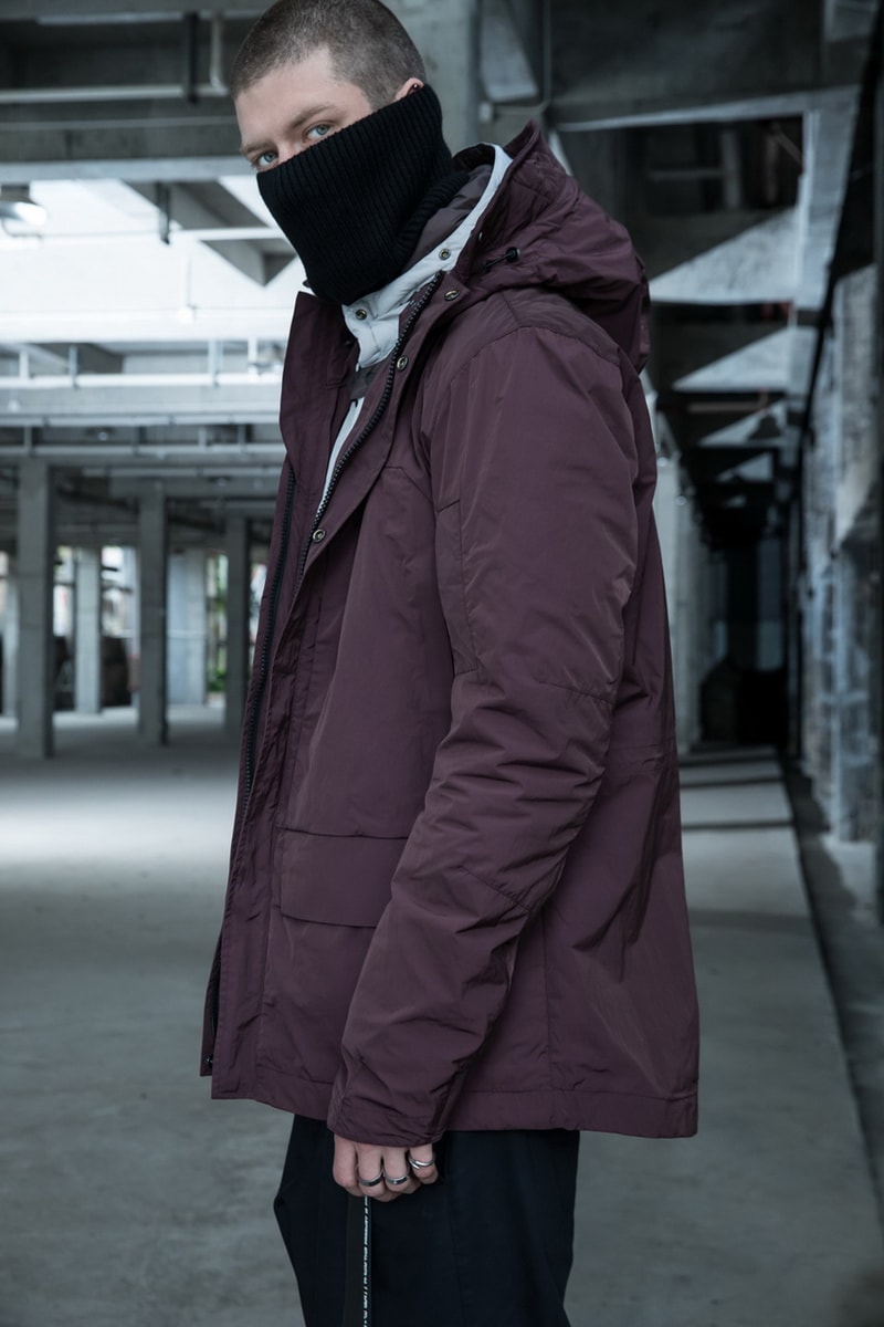 KRAKATAU Fall/Winter 2019 Collection Lookbook Jackets Parkas Coats Graphene Technology Black Green Purple Yellow Brown Camouflage 