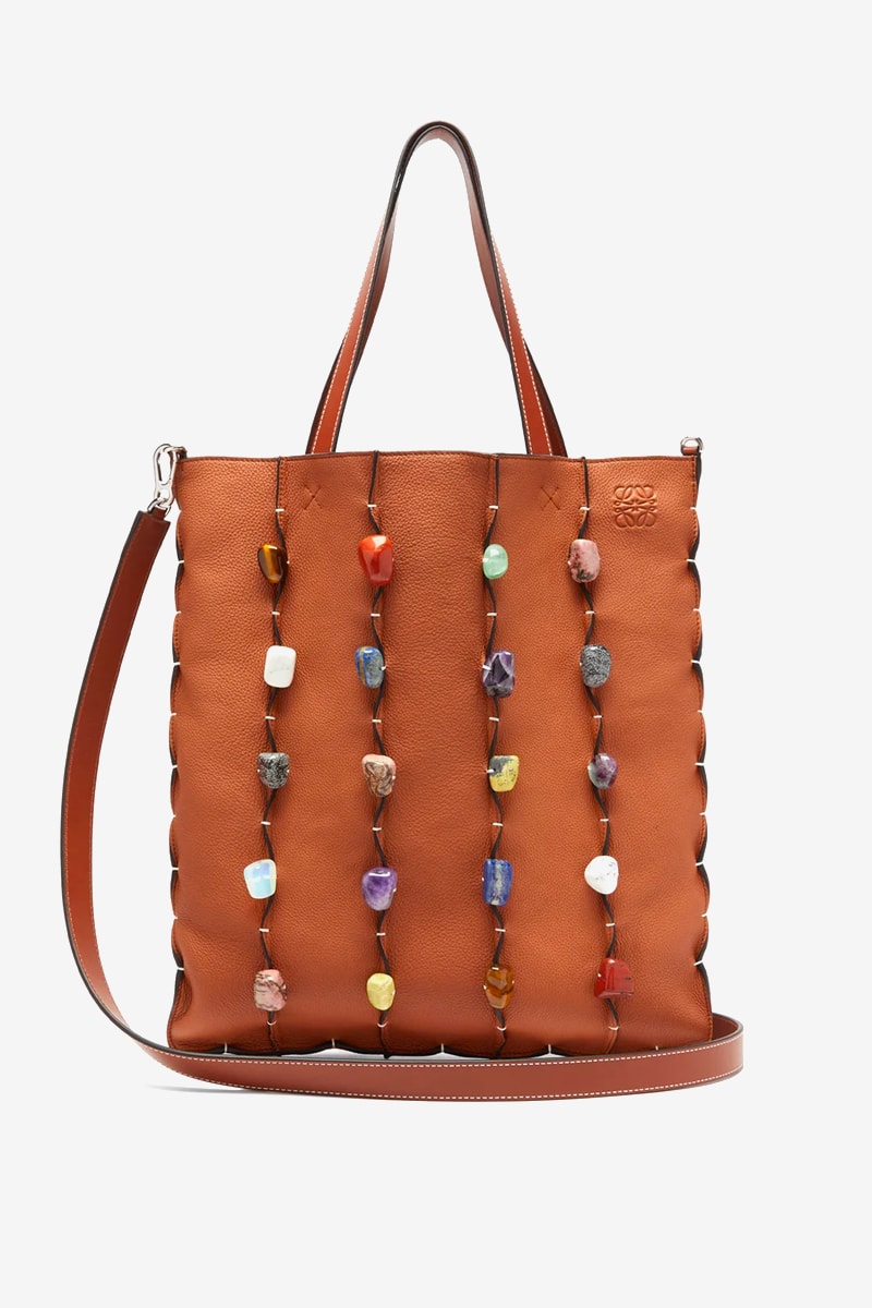 LOEWE Stone-Embellished Leather Tote Bag Release Info Buy Brown