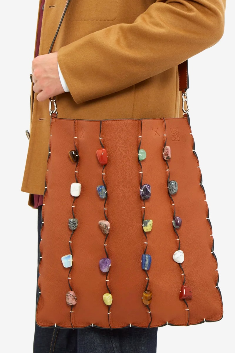LOEWE Stone-Embellished Leather Tote Bag Release Info Buy Brown