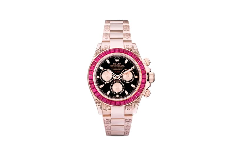 mad paris red rolex daytona ruby sapphire 40 mm watch 115000 usd dollars rose gold tone finish bezel customized dial 