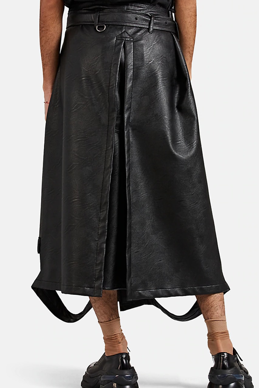 maison margiela deconstructed trench coat style leather shorts black colorway fall 2019 belted john galliano 