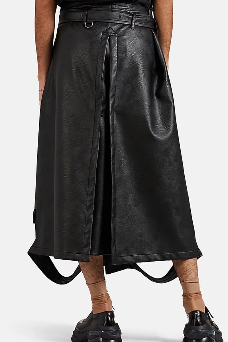 maison margiela deconstructed trench coat style leather shorts black colorway fall 2019 belted john galliano