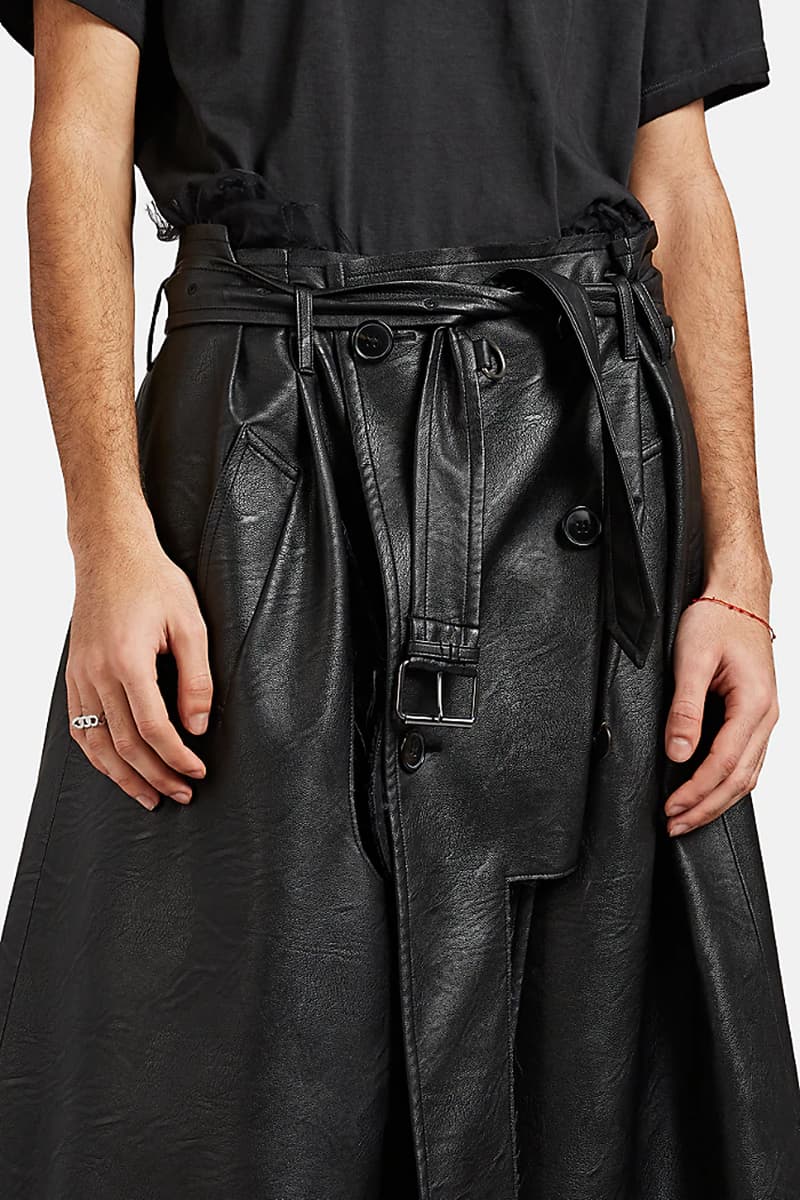 maison margiela deconstructed trench coat style leather shorts black colorway fall 2019 belted john galliano