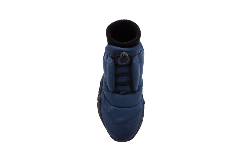 maison margiela puffer coat sneakers navy suede trimmed polyester release fall 2019 toggle drawstring sock lining 
