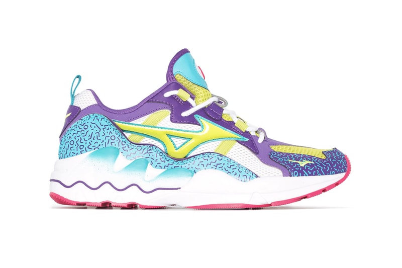 White Wave Rider Fresh 90 Low Top Sneakers d1ga1933 purple turquoise neon red white chunky runner vintage retro design 1990 silhouette pattern