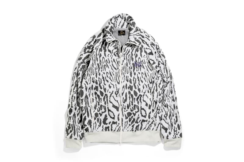 Needles Track Jacket Poly Jacquard diamond zebra tribal vertical stripes animal prints olive sporty casual beige steve mcqueen papillion high collar keizo shimizu