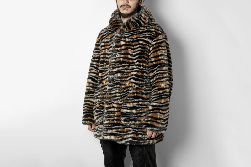 Needles Hooded Tiger Stripe Fur Coat nepenthes Keizo Shimizu orange brown light satin cream color made in japan oversized layering fall winter 2019