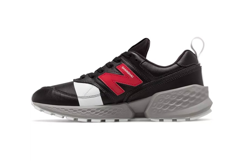 New Balance 574S "Flight Path" Release Info Interchangeable logos cities new york shanghai london tokyo NB "N Logo" black/white red grey 