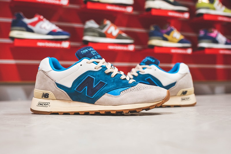 hanon new balance m577 flimby legend sneaker footwear release buy cop purchase made in england grey blue marine information details