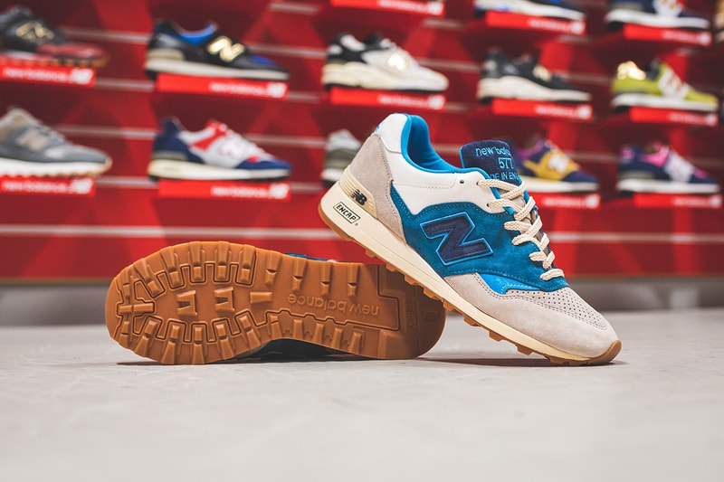hanon new balance m577 flimby legend sneaker footwear release buy cop purchase made in england grey blue marine information details