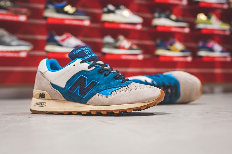 hanon new balance m577 flimby legend sneaker footwear release buy cop purchase made in england grey blue marine information details
