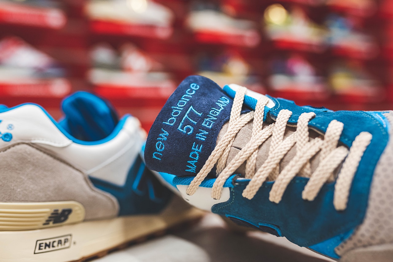 hanon new balance m577 flimby legend sneaker footwear release buy cop purchase made in england grey blue marine information details