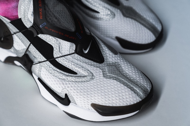 Nike Adapt Lacing Huarache On-Feet, Closer Look self white blue colorway release info drop buy technology