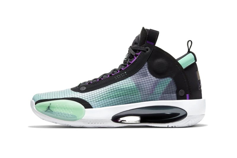 Air Jordan 34 Blue Void Futuristic eclipse plate zoom air sole ripstop grid translucent overlays jumpman footwear sneaker shoes retro basketball