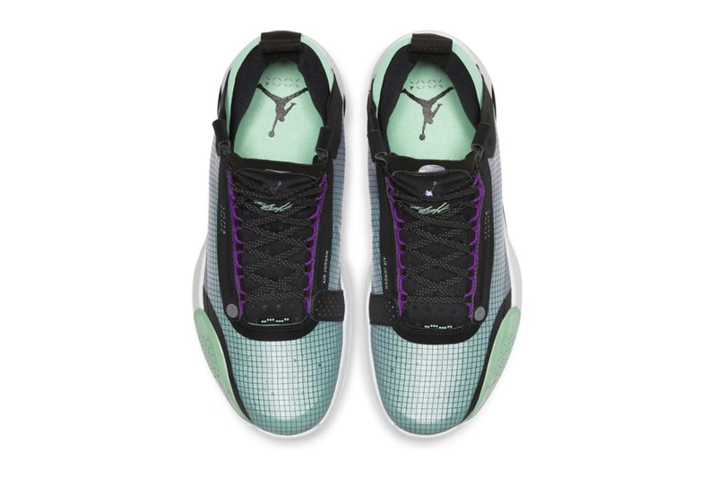 Air Jordan 34 Blue Void Futuristic eclipse plate zoom air sole ripstop grid translucent overlays jumpman footwear sneaker shoes retro basketball