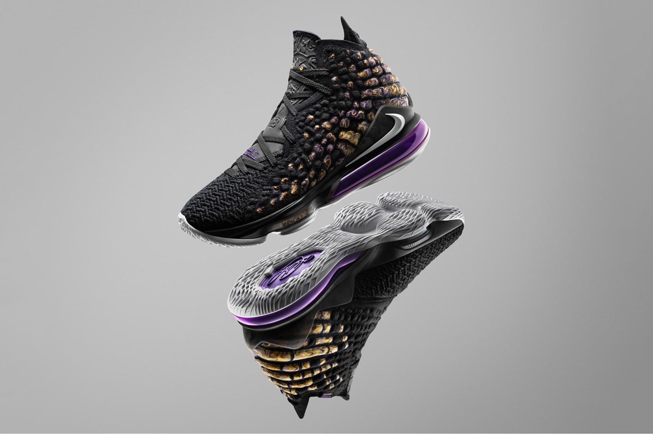 Nike LeBron 17 Unveil New Knitposite Technology zoom air james basketball sneakers shoes black purple iridescent white grey orange future air xvii black gold yellow los angeles lakes 2019 2020 nba season
