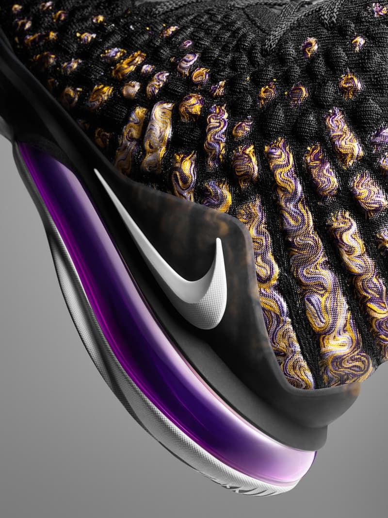 Nike LeBron 17 Unveil New Knitposite Technology zoom air james basketball sneakers shoes black purple iridescent white grey orange future air xvii black gold yellow los angeles lakes 2019 2020 nba season