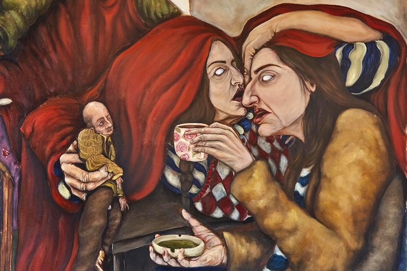Nour El Saleh Surreal Exquisite Farces Exhibition VO Curations London Art Gallery Painting Lebanese Painter