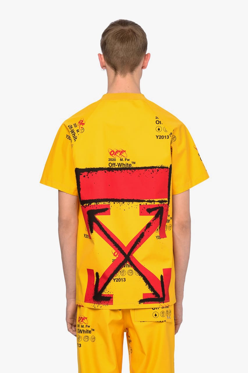 red and yellow black and white shirt