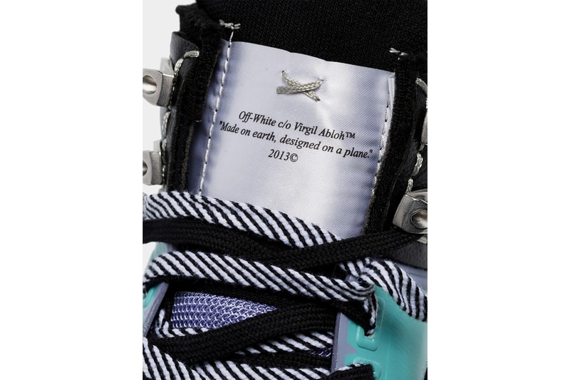 Off-White™ Black Blue Leather Hiking Sneakers Purple Color-Blocked "Made on earth, designed on a plane"