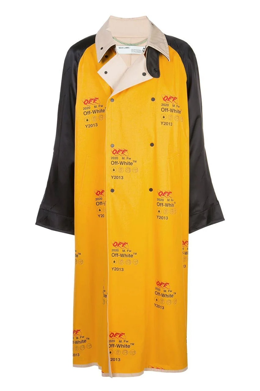 Off-White™ Monogrammed Industrial Coat Release Info the webster buy now drop date price virgil abloh yellow black monogram-print cotton satin viscose 