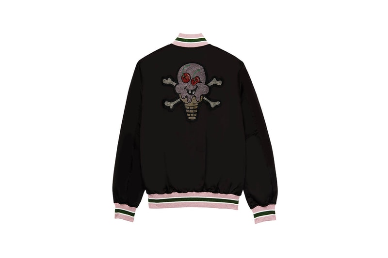 palm angels bbc ice cream skull varsity jacket rhinestone graphic exclusive release the webster 