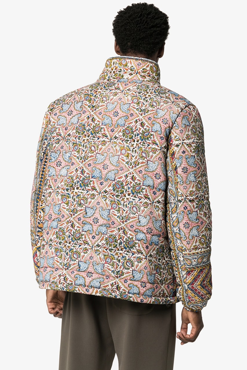 Paria Farzaneh Iranian Print Quilted Jacket Neutral Print Detail Zip Hooded Jacket tile pattern paisley floral chevron vibrant colorful heritage beige