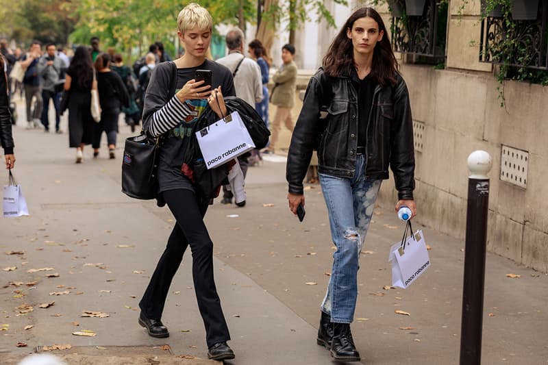 Paris Fashion Week 2019 SS20 Spring Summer 2020 Street Style Snaps Shots Collection Imagery Footwear Accessories Kiko Kostadinov x ASICS Louis Vuitton Off-White ™ Dior Prada adidas Chloe Balenciaga Triple S Loafers Acne Studios