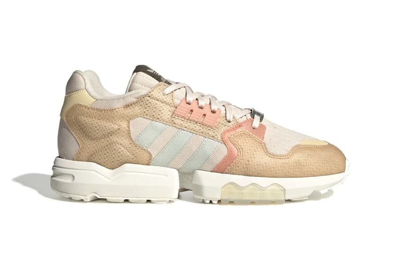 Parley x adidas Originals ZX Torsion BOOST Sneaker Release Information Sustainability Recycled Waste Material Yarn "Off-White/Hi-Res Aqua/Semi Solar Green" "Cloud White" "Linen Green" Footwear Three Stripes
