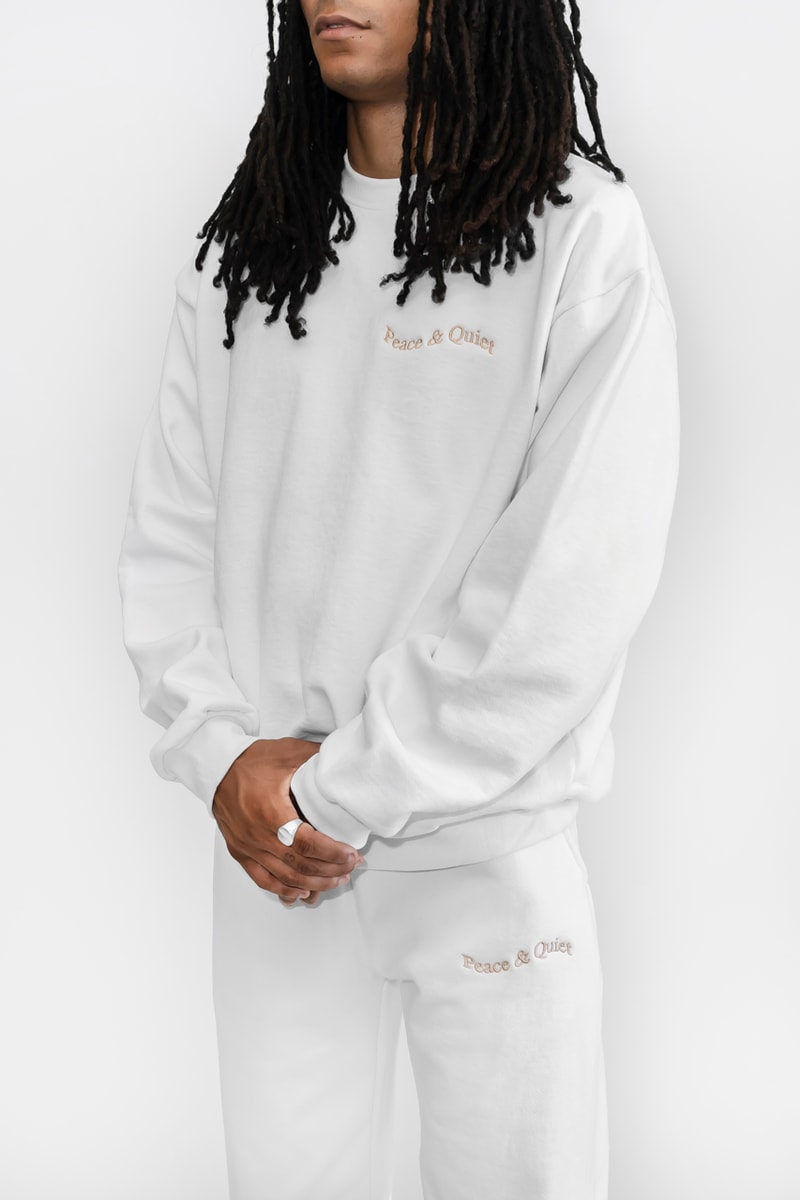 Peace & Quiet Fall Capsule Collection Crewneck Sweatpants T-shirts Long sleeves Shorts Pants Tote Bags Natural Green White