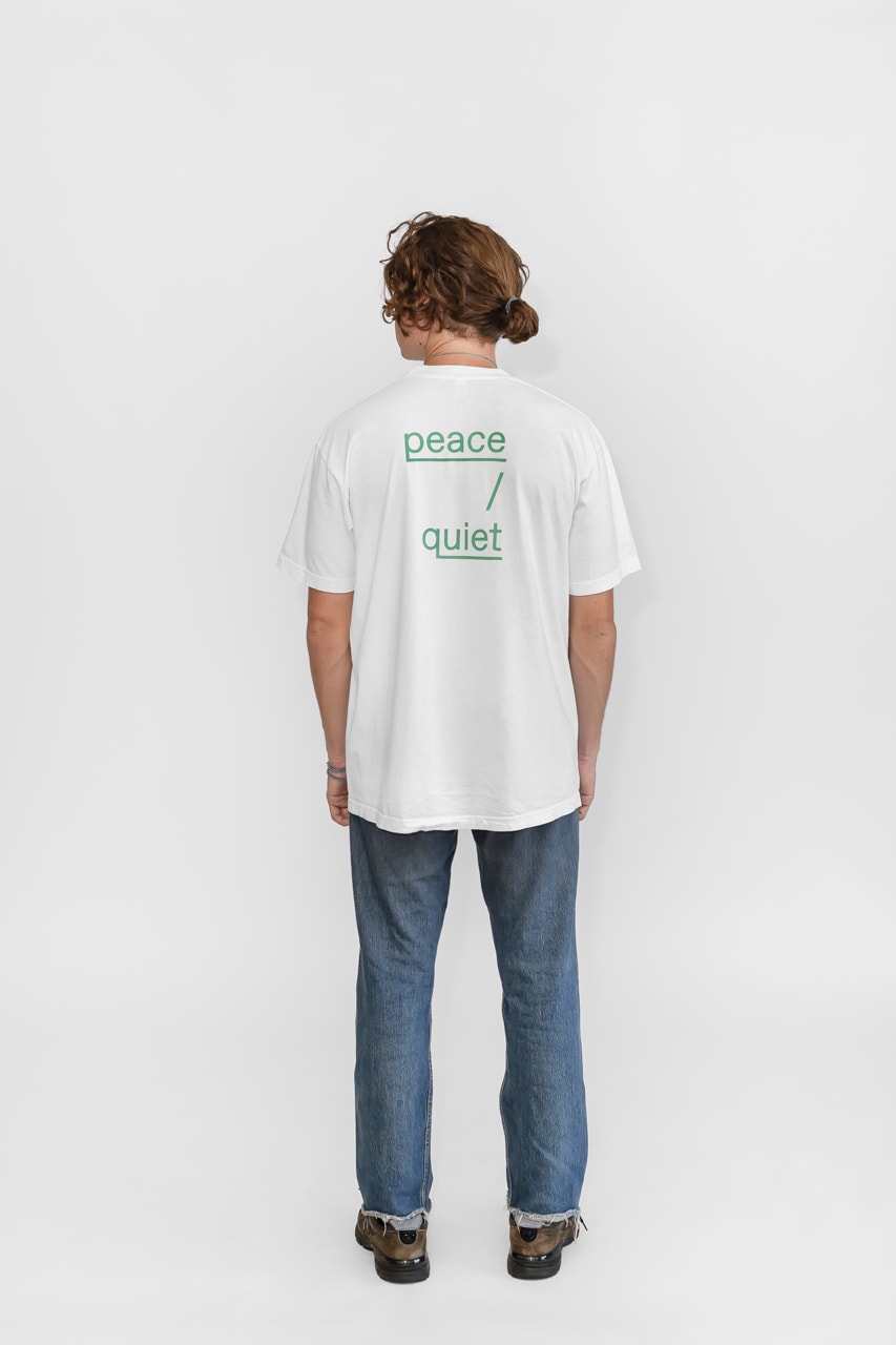 Peace & Quiet Fall Capsule Collection Crewneck Sweatpants T-shirts Long sleeves Shorts Pants Tote Bags Natural Green White 