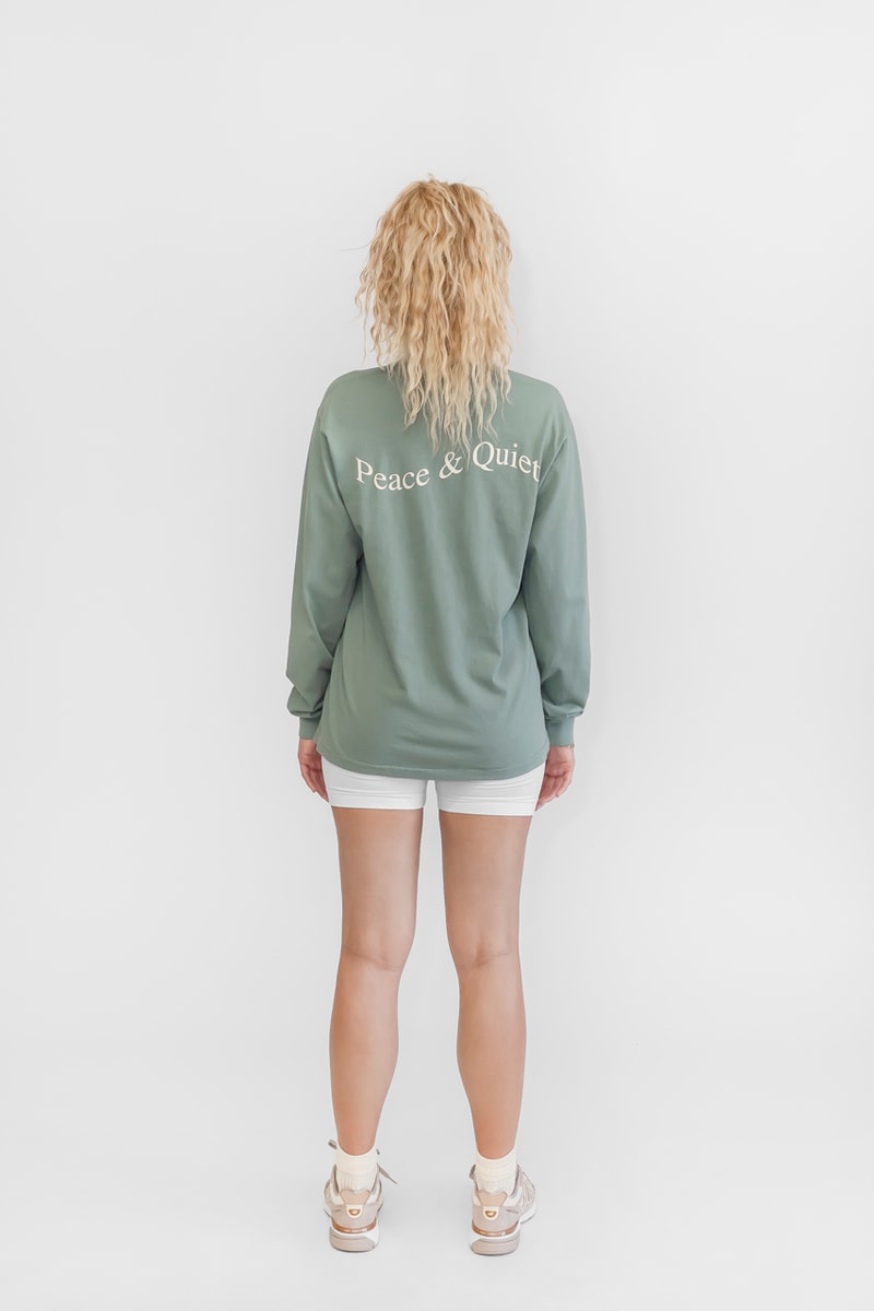 Peace & Quiet Fall Capsule Collection Crewneck Sweatpants T-shirts Long sleeves Shorts Pants Tote Bags Natural Green White