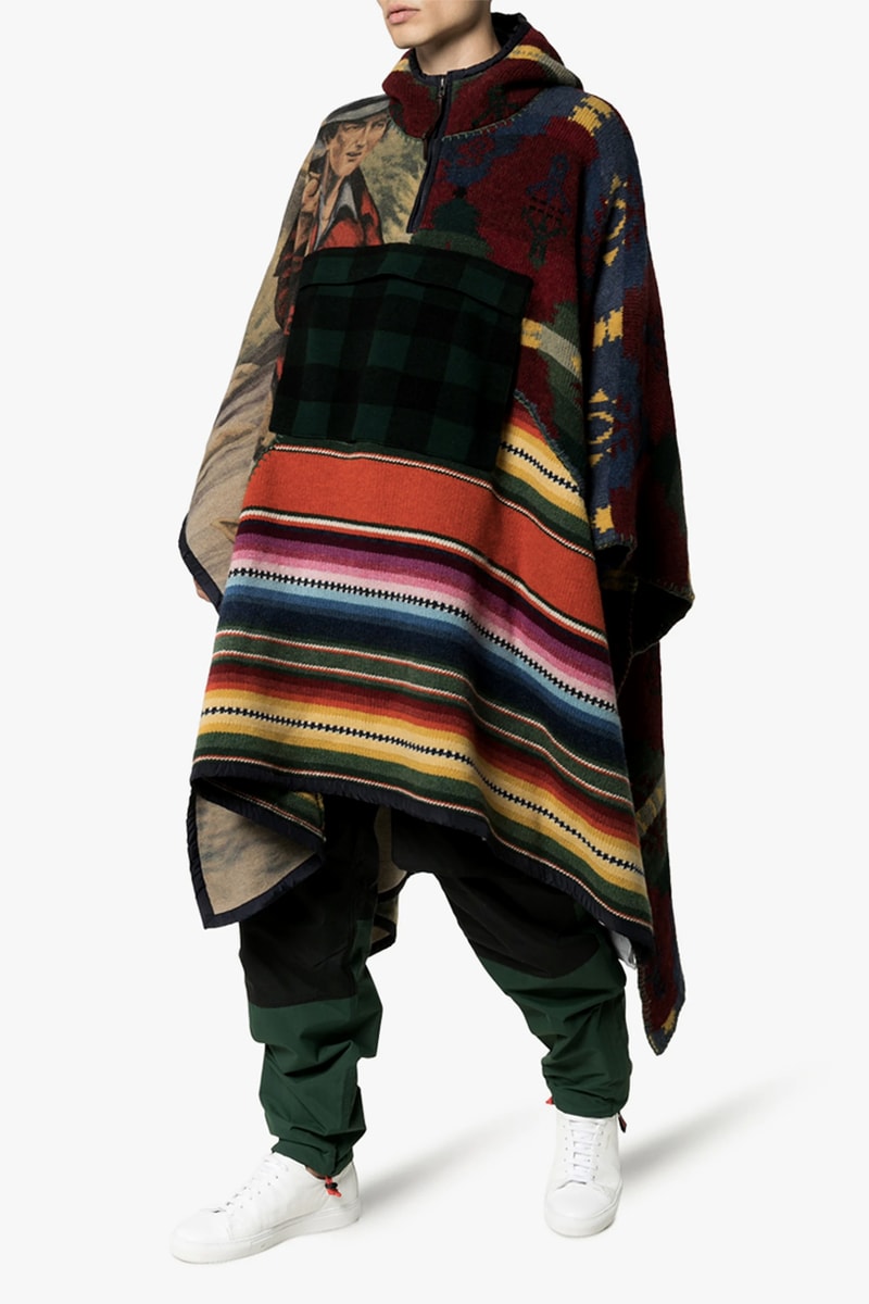 Polo Ralph Lauren Hooded Patchwork Poncho sportsman graphics 1990 multi colored wool cashmere americana navajo stripes plaid cowboy
