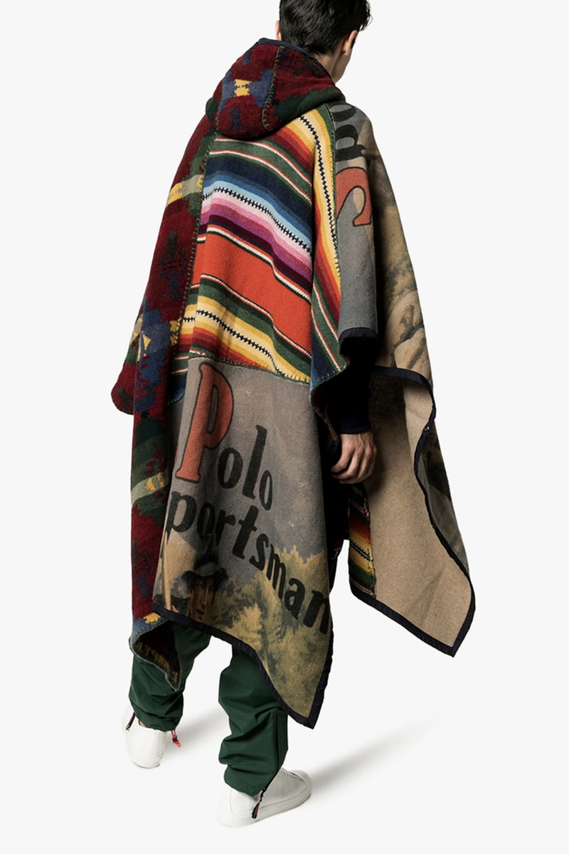 Polo Ralph Lauren Hooded Patchwork Poncho sportsman graphics 1990 multi colored wool cashmere americana navajo stripes plaid cowboy