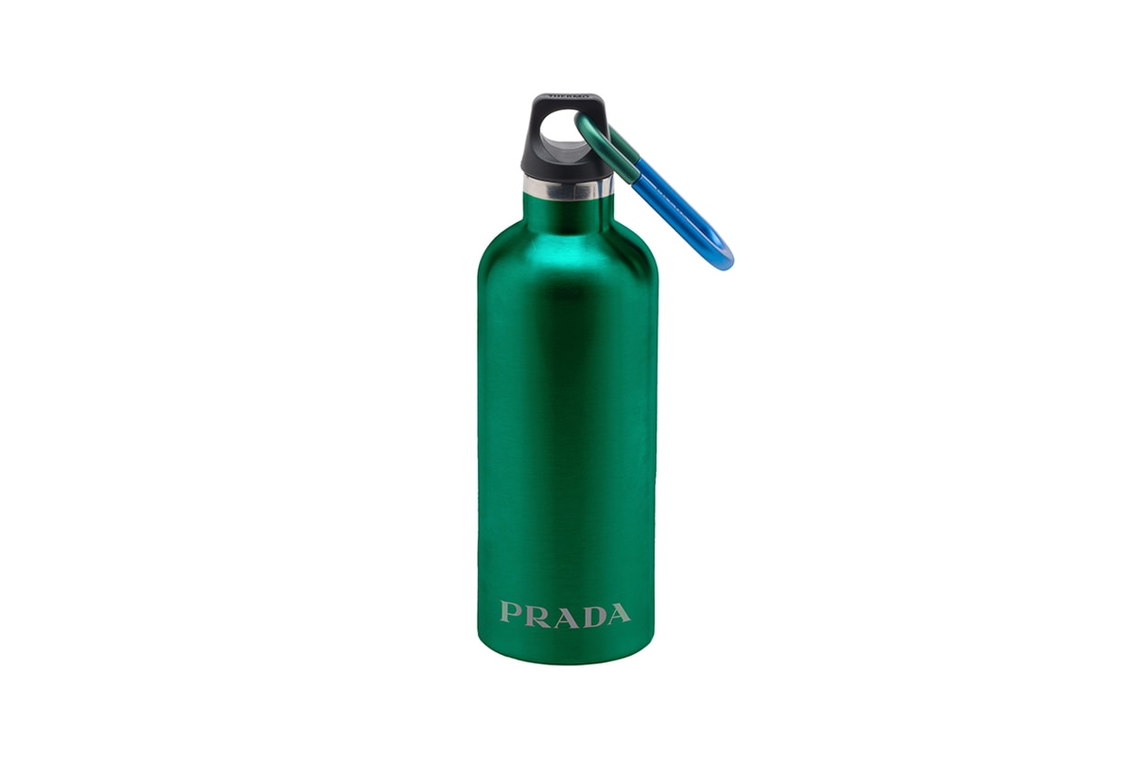 prada escape selfridges apparel sneakers camouflage shirts boots accessories water bottles outdoor practical themed design store space first look buy cop purchase