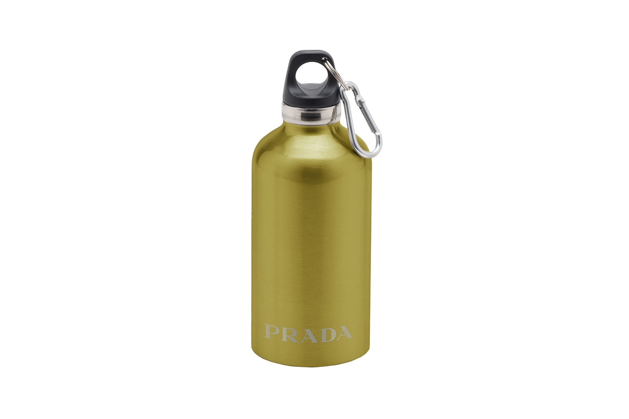prada escape selfridges apparel sneakers camouflage shirts boots accessories water bottles outdoor practical themed design store space first look buy cop purchase