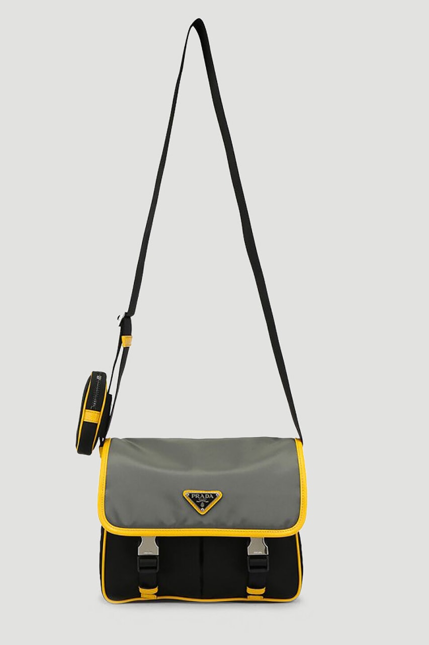 Prada Crossbody Bag Nylon Black/Yellow in Nylon with Silver-tone - IT