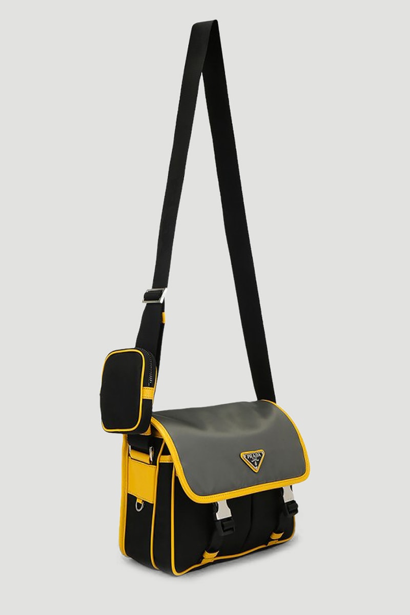 Prada Shoulder Bag in Black Yellow Removable Pouch