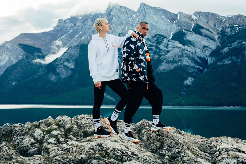 PUMA x Helly Hansen Clothing sneakers outerwear jackers Footwear Collection Trailfox MTS LQD Cell Omega Nitefox waistbag hoodie bubble puffer coat down sweatpants pants tee t shirt beanie
