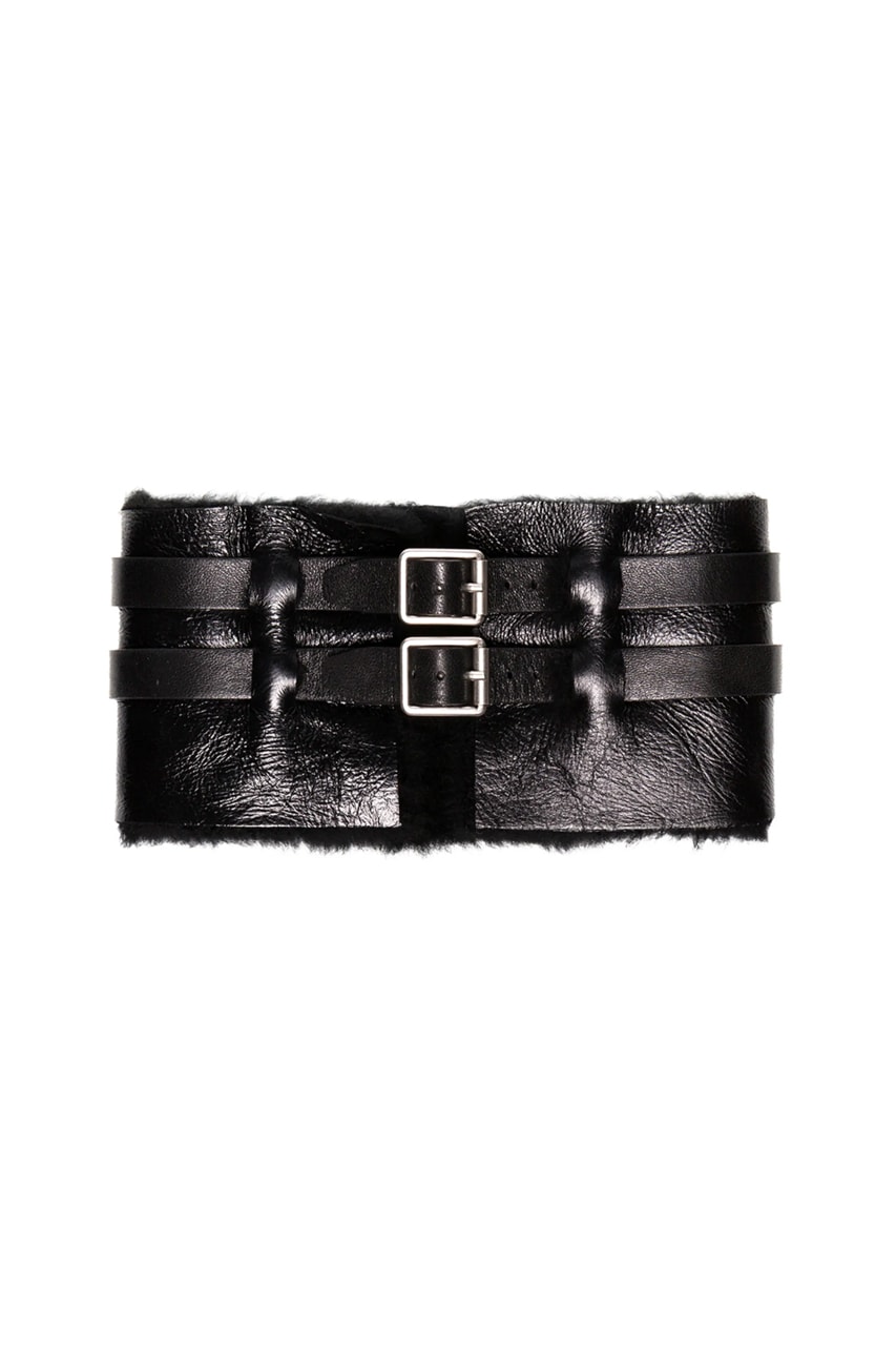 raf simons black shearling buckle scarf nappa leather fall 2019 release 